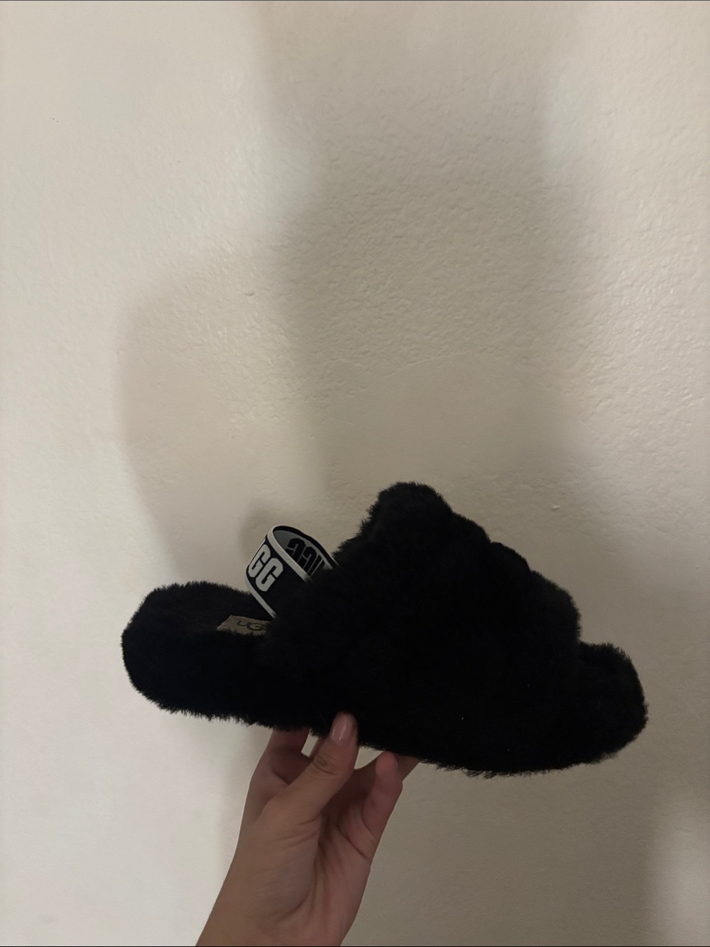 UGG Black Fuzz Sugar Slide Slipper for Kids